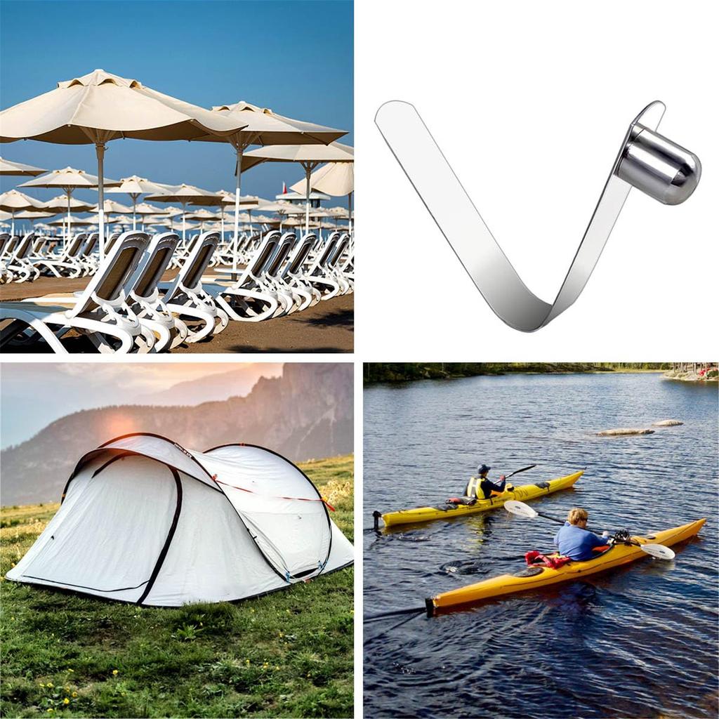 6Pcs Stainless Steel Kayak Paddle Spring Clips Replacement Awning Tent Poles Push Button Clips Tube Locking Pin Clips