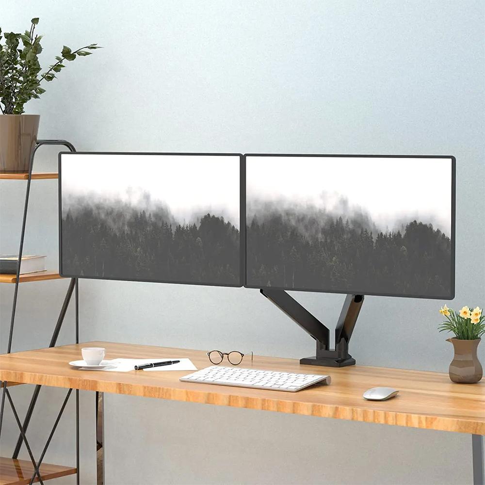 Dual Monitor up to 32 inches and 19.8 lbs per Screen Mechanical Arm Desk Mount VESA 100x100mm Height Adjustable Monitor Stand