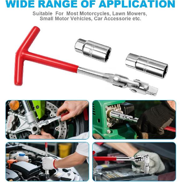 3Pcs Spark Plug Socket Wrench Set T-Handle, Universal 5/8" & 13/16" Spark Plug Tool Remover And Taller Tool For Motorcycles, Lawn Mowers, Small Motor