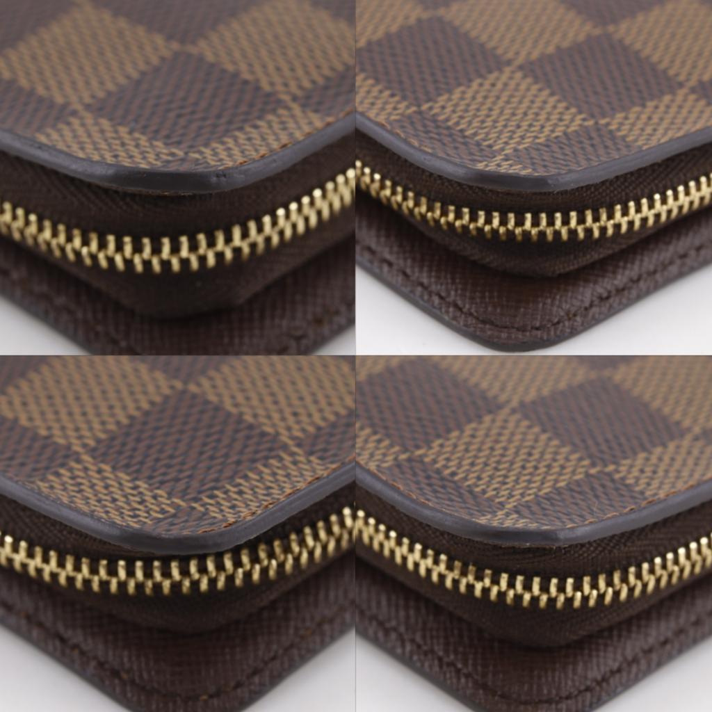 Louis Vuitton Portonet Zip Purse N61728 Zip Around Brown Damier Canvas Unisex Used
