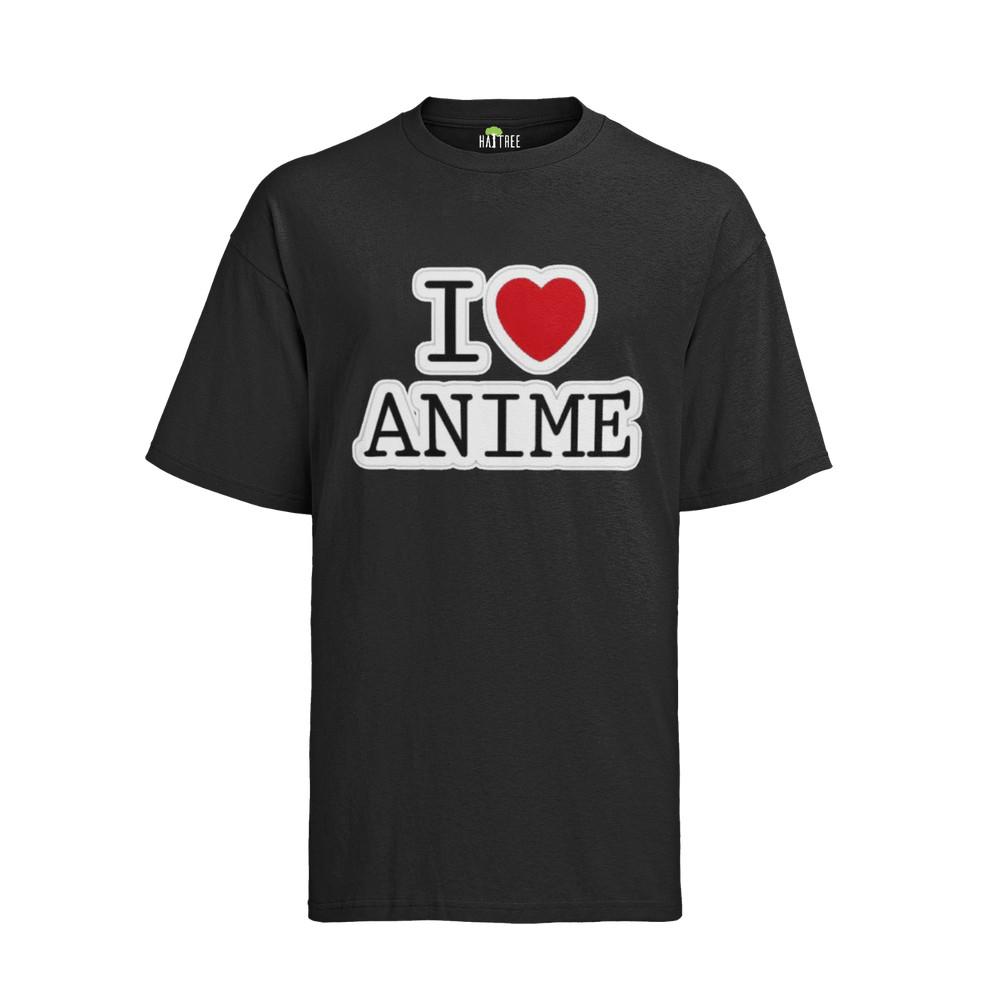 Asian I Love Anime Ich Liebe Anime T-Shirt Herren Manga Lover Geek Otaku Spruch