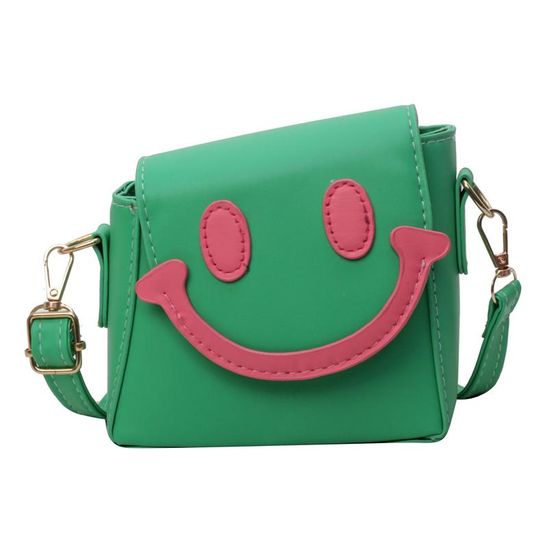 Leather bag Women Cartoon Shoulder Bag PU Leather Smile Face Coin Purse Contrast Color Fashion Satchel Bag Girls Outdoor Bag