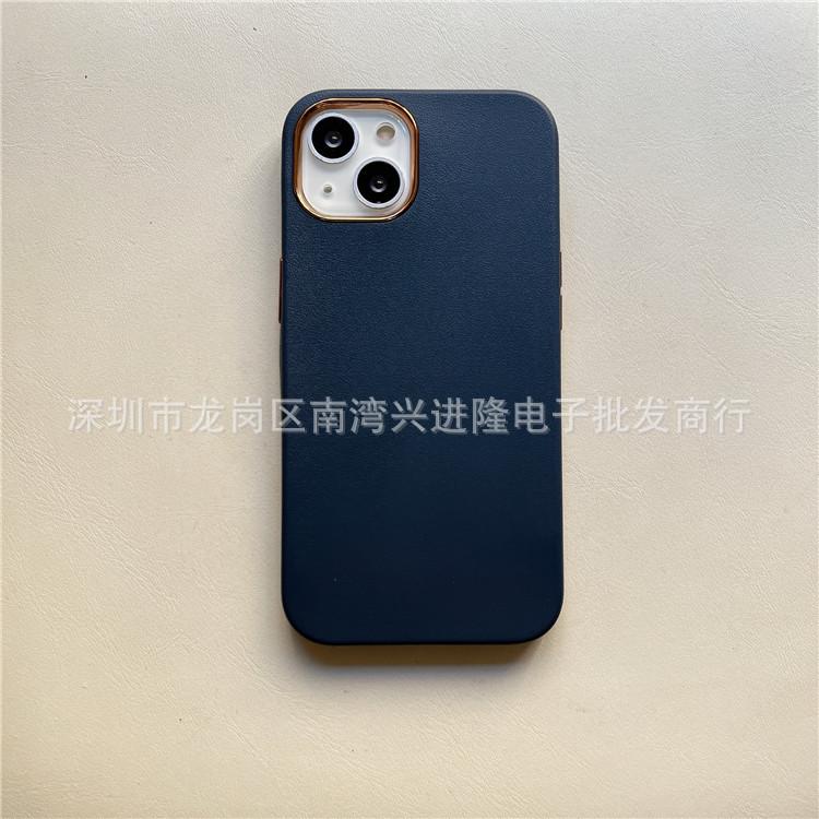 Applicable to iphone13ProMax leather pattern mobile phone case Apple 12 solid color back cover protective case 7Plus