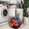Guitar Music Note Design Laundry Basket Large Capacity Foldable Clothes Hamper with Sturdy Handles Durable Polyester Storage