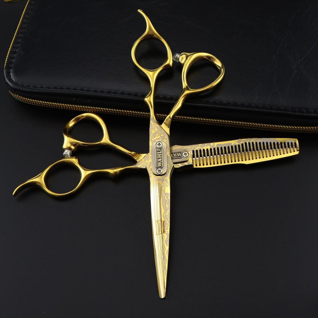 6.0 inch FJ--22 personalized golden wall, hair scissors, double sword type for hair scissors