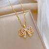 Titanium Steel Full Zirconium Butterfly Light Luxury Banquet Wedding Necklace Women'S Versatile Collarbone Chain Titanium Steel Chain