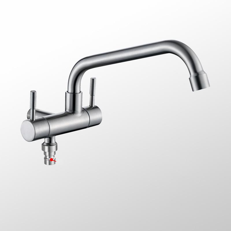 

Смеситель для кухни из нержавеющей стали 304, настенный горизонтальный однорычажный смеситель для холодной воды с двумя переключателями