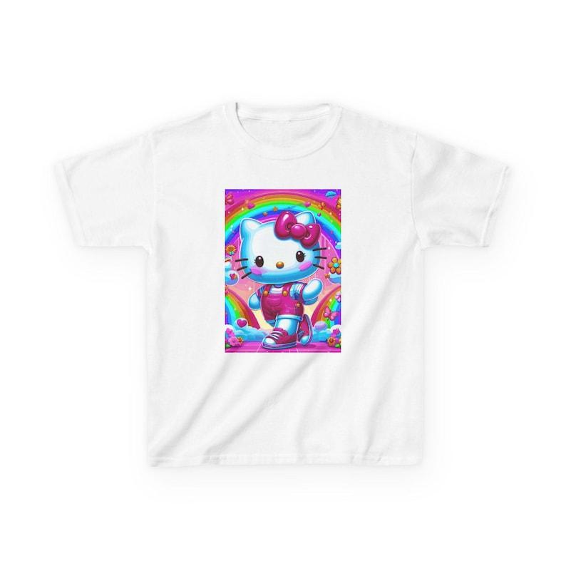 Rainbow Hello Kitty Character Kids T-Shirt | Cute Cat Space Unicorn Design 130