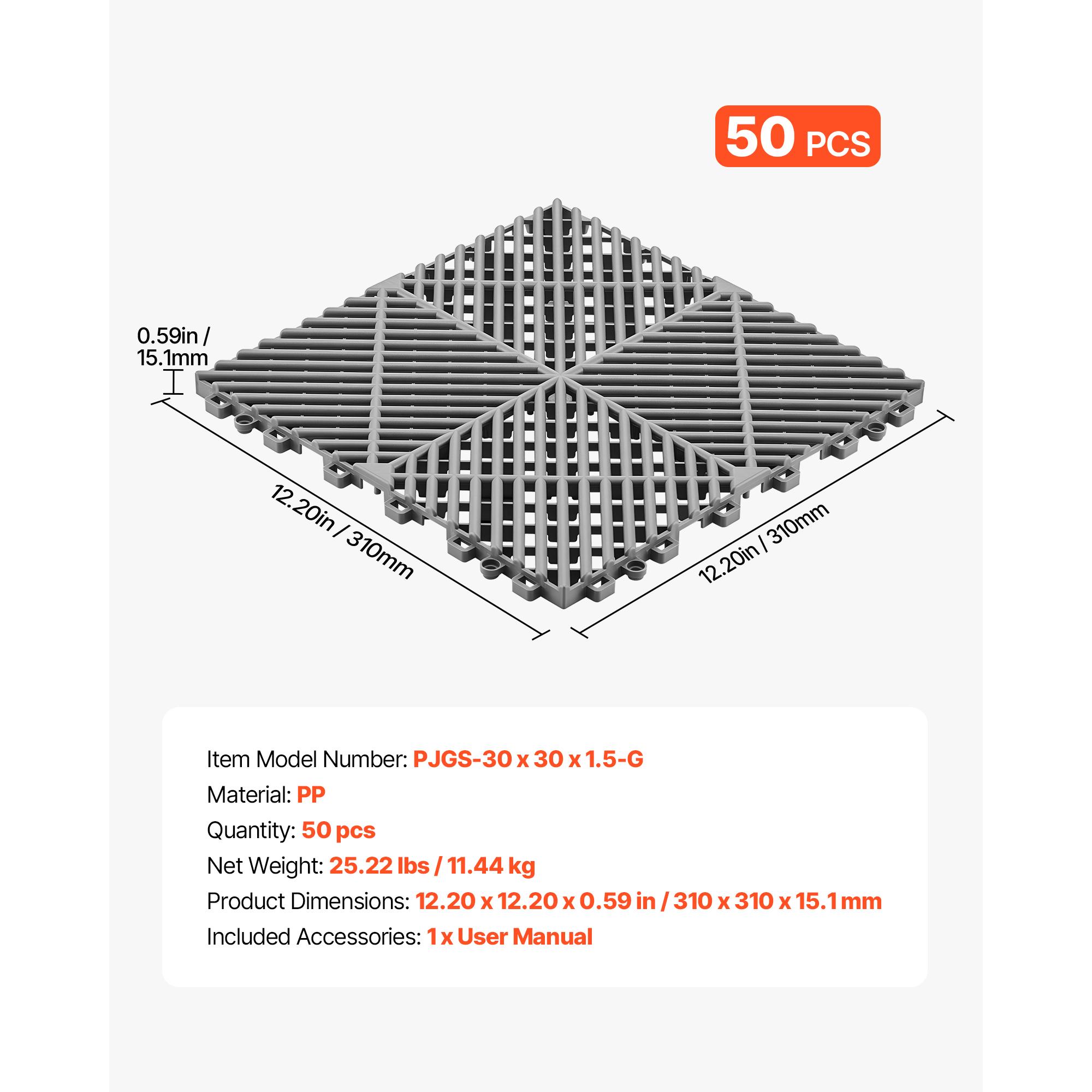 SucceBuy Interlocking Drainage Mats 12 x12  Modular Garage Flooring Tiles Non-Slip PP Drainage Floor Tiles for Bathroom Kitchen