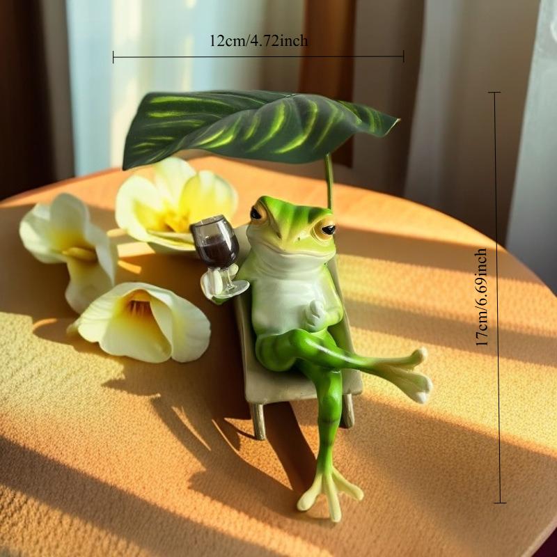 

Resin Frog Leisure Lounge Chair Vacation Relaxation Ornament Desktop Living Room Balcony Landscaping Decoration Crafts
