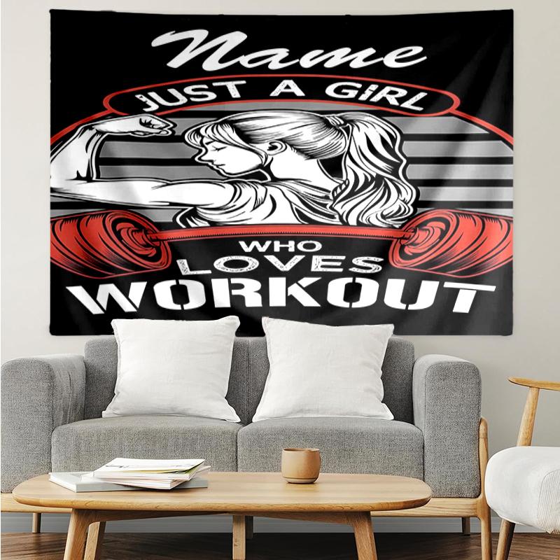 Custom Name weightlifting Print Tapestry, Backdrop, Easy Setup, Ideal for Bedroom, Office & Living Room, with Aesthetic Wall Hanging Decor.