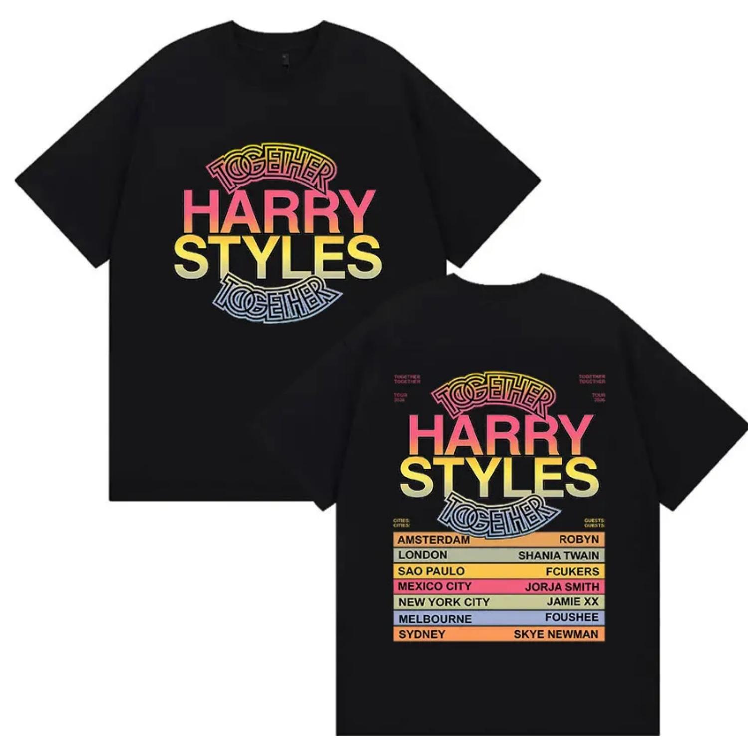 

Harry Styles Together Tour 2026 Graphic T-Shirt Men s Vintage Fashion Oversized Cotton T-Shirt Hip Hop Loose Clothing Streetwear S разноцветный