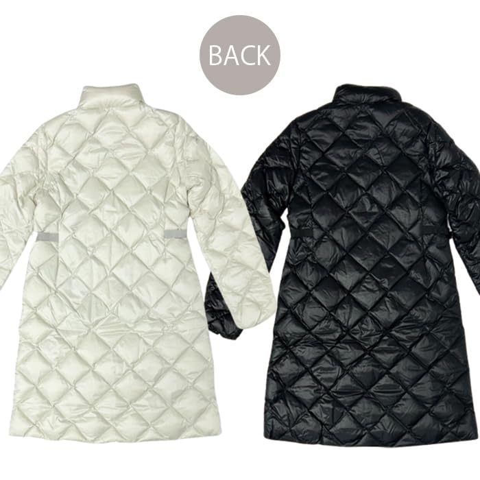 DUVETICA Long Down Down Beautiful Coordinates Women's Jacket, Slimming, Leg-Lengthening, Waist-Striking, Parka, Coat, Outerwear, Black, White,