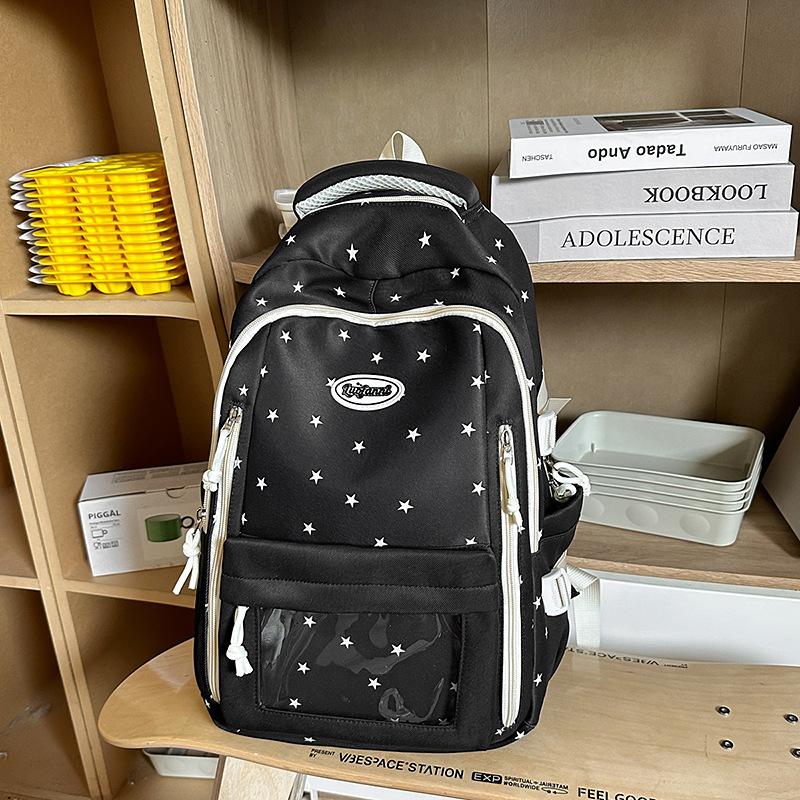 New schoolbag women's blue high-value shoulder bag multi-compartment primary and secondary school students grade two-piece pain bag