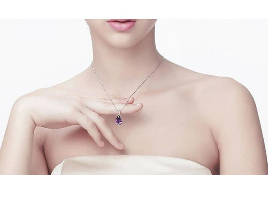 925 Sterling Sølv Krystall Engel Tå Topas Halskjede - Valentinsdag Vintage Kragebenssmykke