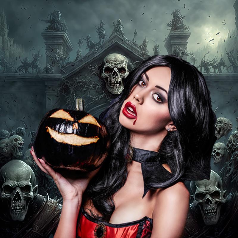 Bonvvie Halloween Party Photography Backdrop Horror Night Scary Pumpkin Moon Forest Castle Child Portrait Photoshoot Background