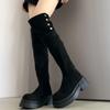 Thick-soled boots women's 2025 new autumn and winter but knee suede boots women's thin tall knight boots