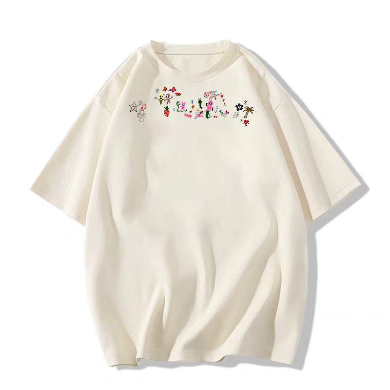 

Short sleeve T-shirt Women 2025 New Popular Summer Cotton Shoulder Design Sense Niche American Loose Half Sleeve Top Apricot (Heavy weight pure cotton 260g) 2XL