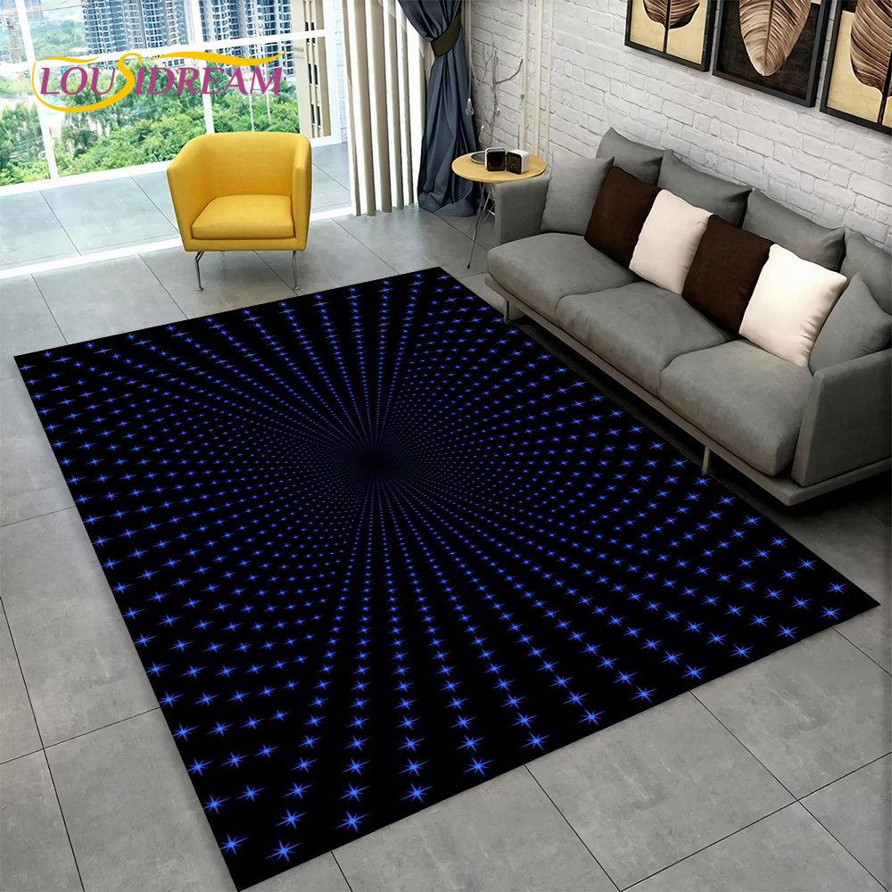 3D-Vortex-Illusionsteppich, abstrakter geometrischer optischer Teppich für Wohnzimmer, Schlafzimmer, Sofa, Fußmatte, Dekor, rutschfeste Bodenmatte