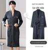 Men's Ice Silk Summer Robe: Lightweight Long Sleeve Cardigan, Suitable for Indoors and Outdoors, Luxurious Feel.