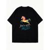 Oversized T Shirt Black Colorful Horse Print Just A Girl Who Loves Horses Text For Casual Wear And Everyday Style