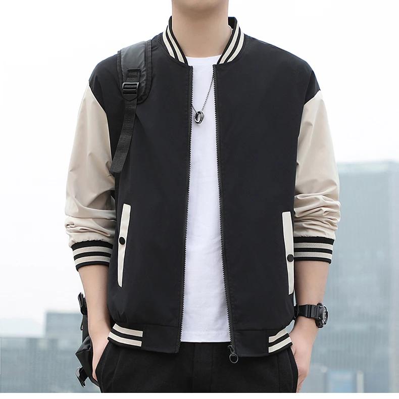 Spring Autumn Men Baseball Jacket Stand Collar Korean Style Casual Jackets and Coats Male Slim Fit Bomber Jacket 5XL