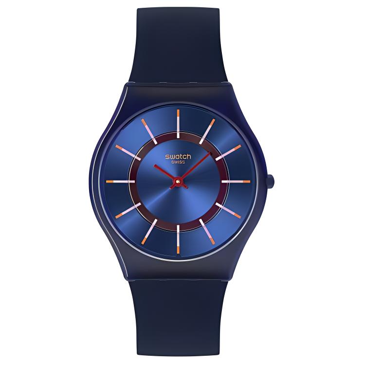 

SWATCH Quartz Movement 30m Water Resistance Unisex Watch 34mm Blue Dial Bio Based Watch Case Silicone Strap SS08N117 Blue Dial