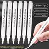 15pcs White Acrylic Marker Pens - Waterproof, Quick-Dry Art Markers for Drawing, Sketching, and Coloring, Sleek White Markers