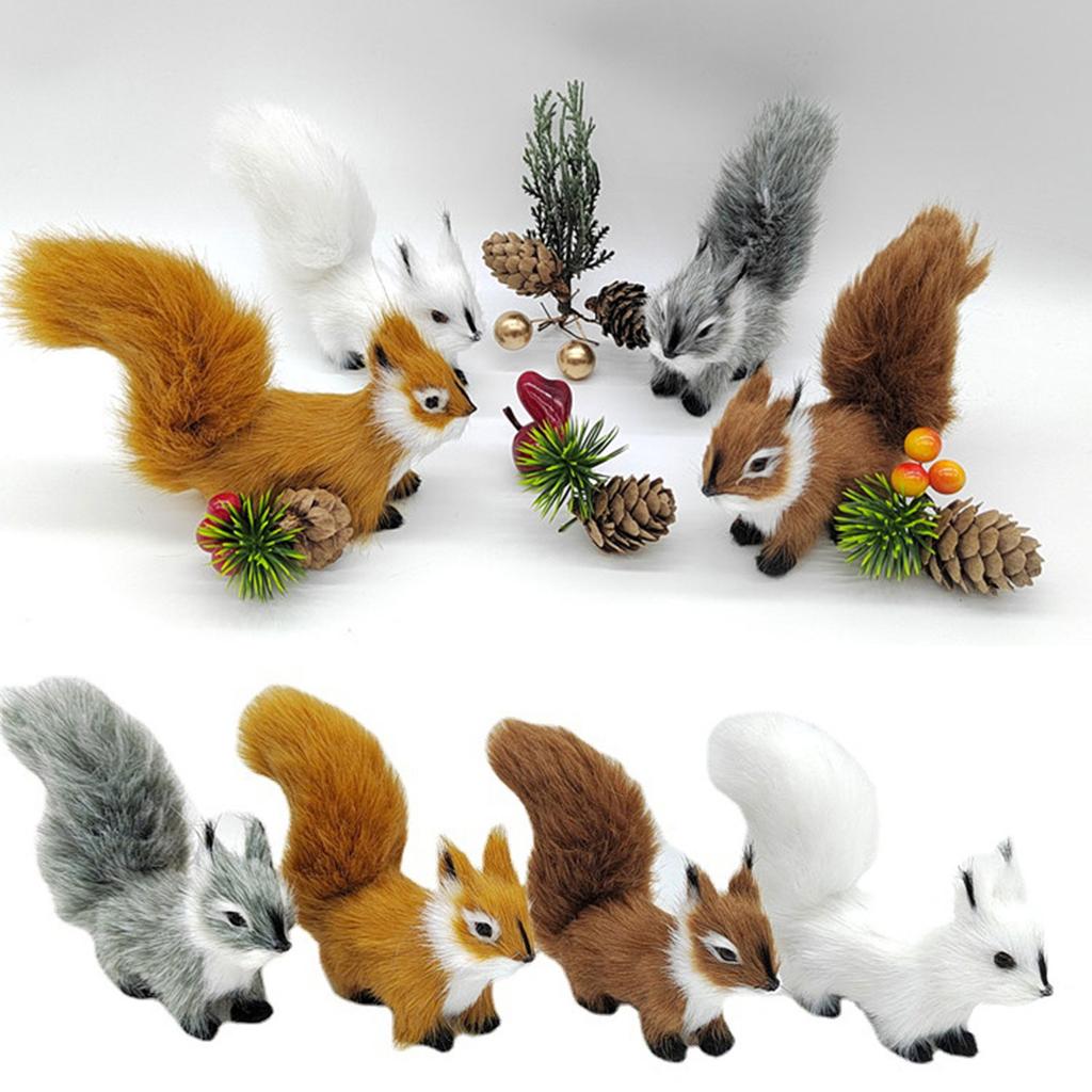 Simulated Plush Squirrels Stuffed Plush Figure Artificial Fake Animal Tree Ornaments Lovely Accent for Home Display