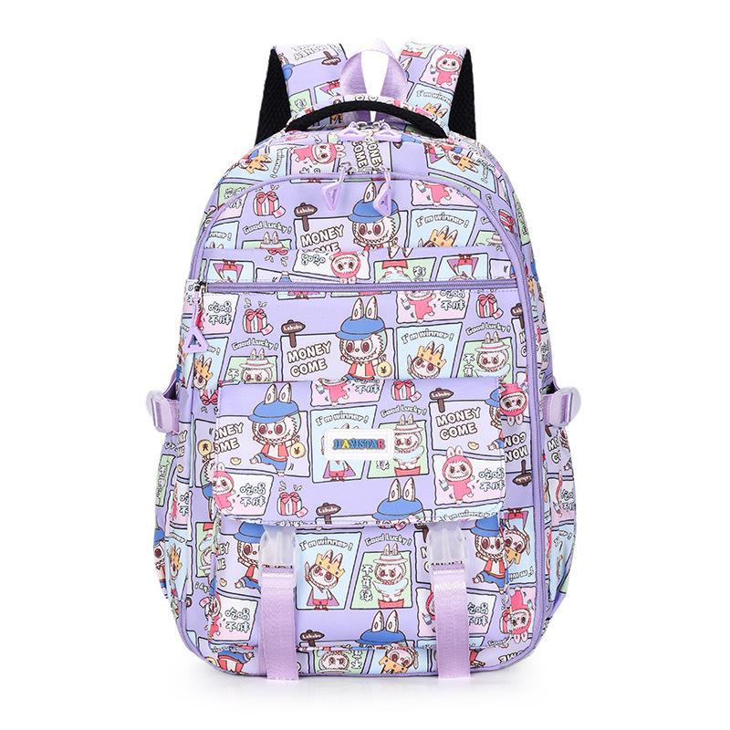 

Girls schoolbag cartoon fashion primary school students cute graffiti large capacity backpack multi-functional bag фіолетовий