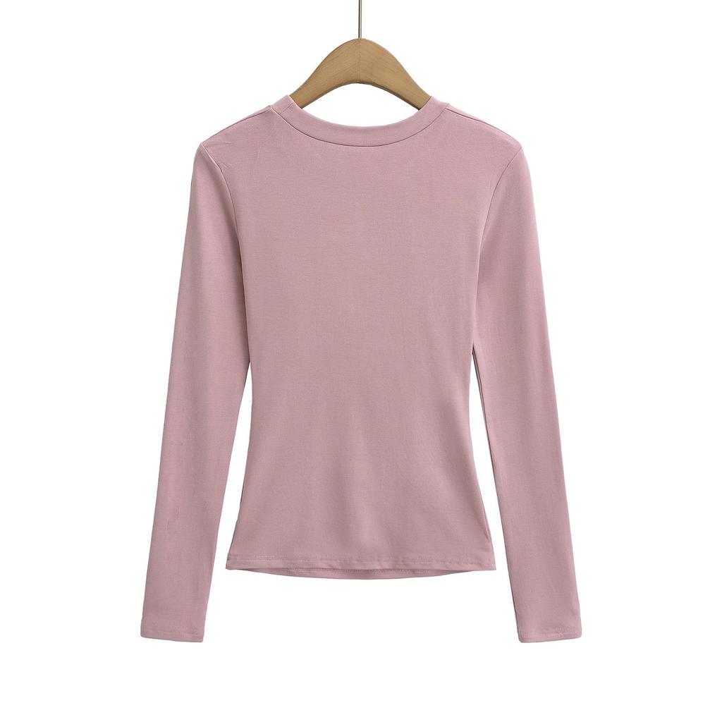 Spicy Cutout Front Slim Fit Women's Long Sleeve T-Shirt - Stylish Spring Trend