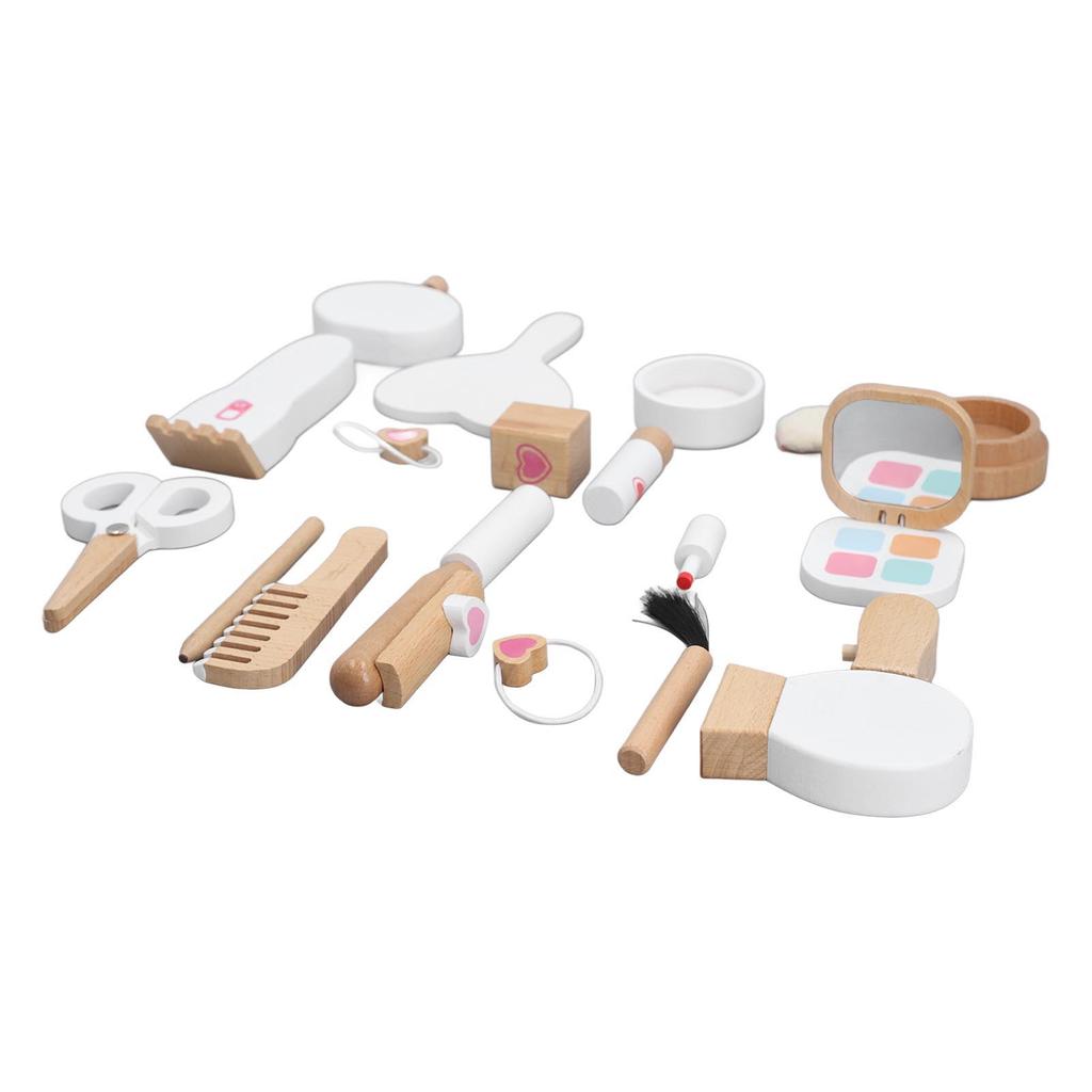 Wooden Makeup Toy Set Toddler Pretend Beauty Salon Set Interactive Fake Cosmetic Toy Kit for Girls