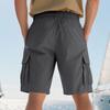 Summer Loose Men's Safari Style Shorts Multi Pockets Casual Loose Fit Straight Elastic Waist Beach Shorts