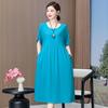 Summer mother cotton and silk over the knee skirt loose large size fat man dress thin middle-aged man wearing long dress