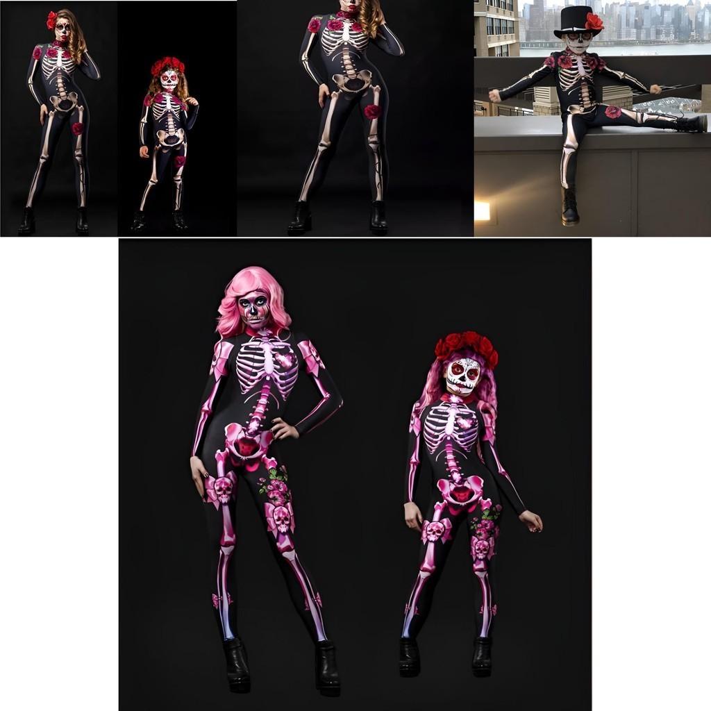 Breathable Fabric Women's Halloween Skeleton Costume For A Comfortable Fit