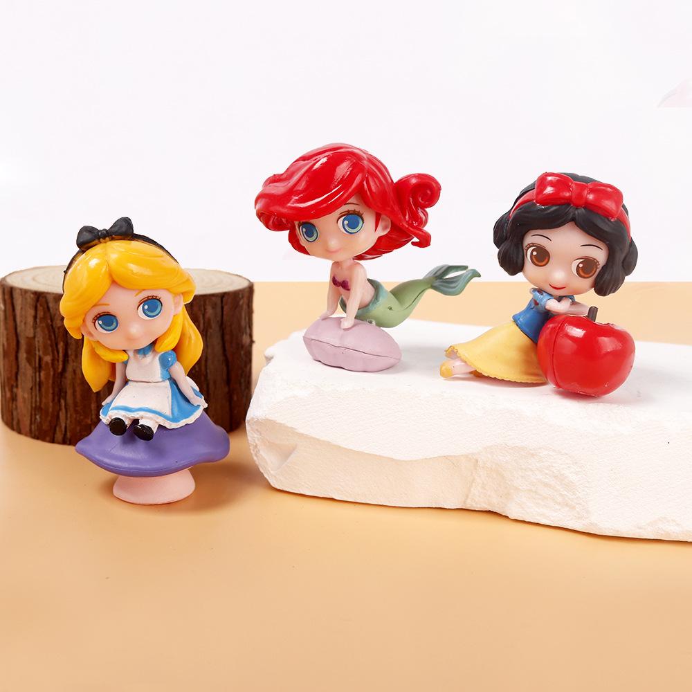 3Pcs/Set Kawaii Anime Figure Fairy Tale Princess Snow White Cinderella Vinyl Bell Ariel Action Figure Doll Model Toys Gift