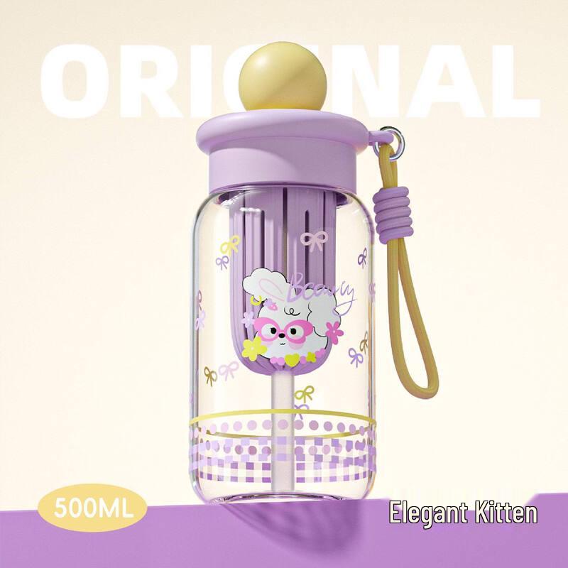 Kids  Portable Cartoon Straw Water Bottle