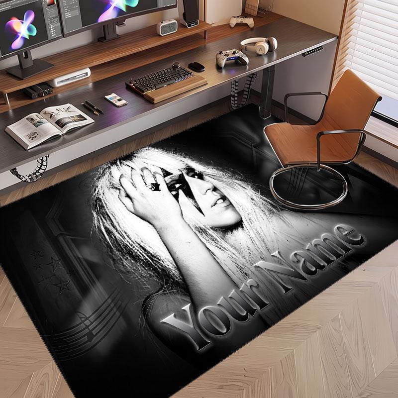 Custom Name Crystal Velvet Rug,Lady Gaga Comfortable Anti Slip Floor Mat For Room Decoration