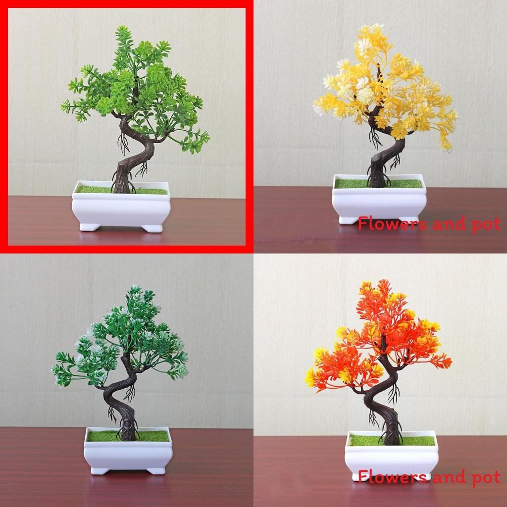 Realistic Artificial Bonsai With Container For Office Space And Coffee Shop Decor