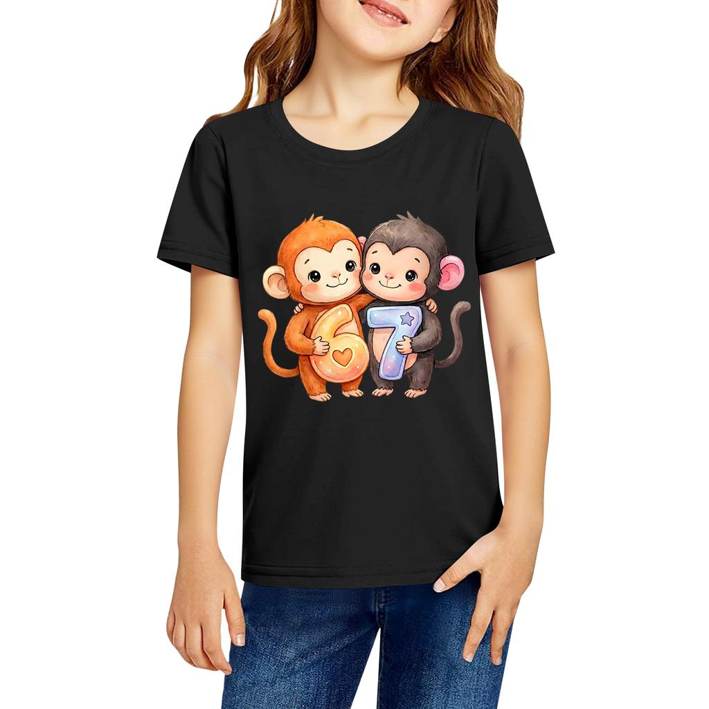 Ropa de Trabajo de Moda de Cuello Redondo y Manga Corta Tops Estampados Para NIÑO Tops de Verano