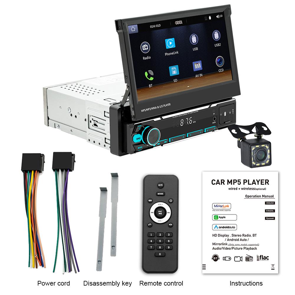 9607W 7'' Touch Screen Universal Wireless Carplay Car Multimedia Player Bluetooth FM TF/USB Rear View Camera Car Stereo Radio