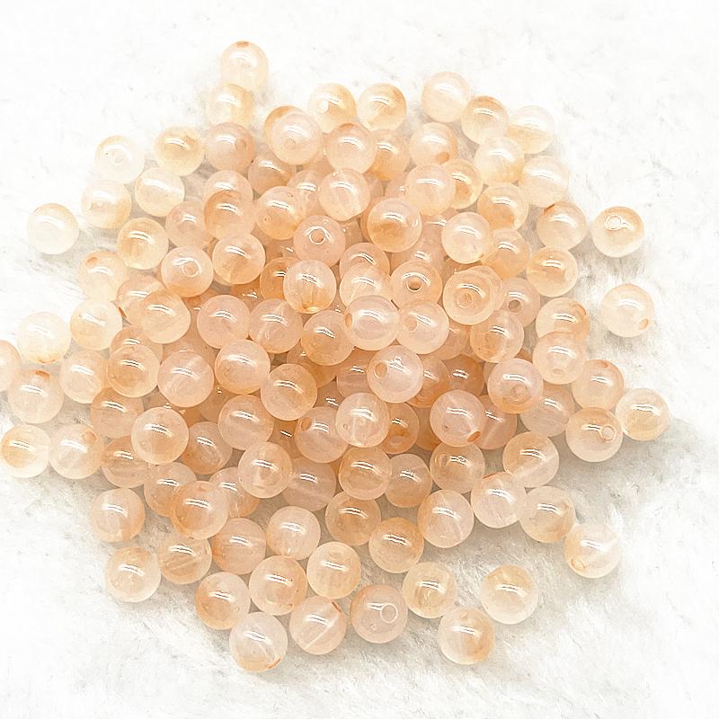 50pcs 8mm Double Color Imitation Jade Round Acrylic Beads Loose Spacer Beads Pattern for Jewelry Making DIY Bracelet Necklace
