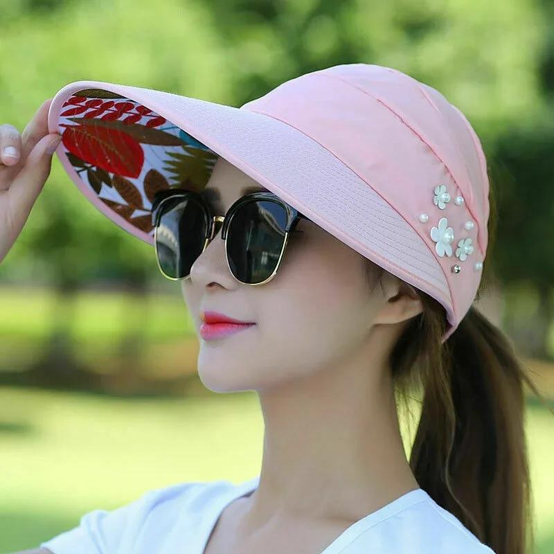Chapeau pare-soleil à large bord pour femme, décontracté, réglable, protection UV, pliable, sport, casquette de plage, séchage rapide