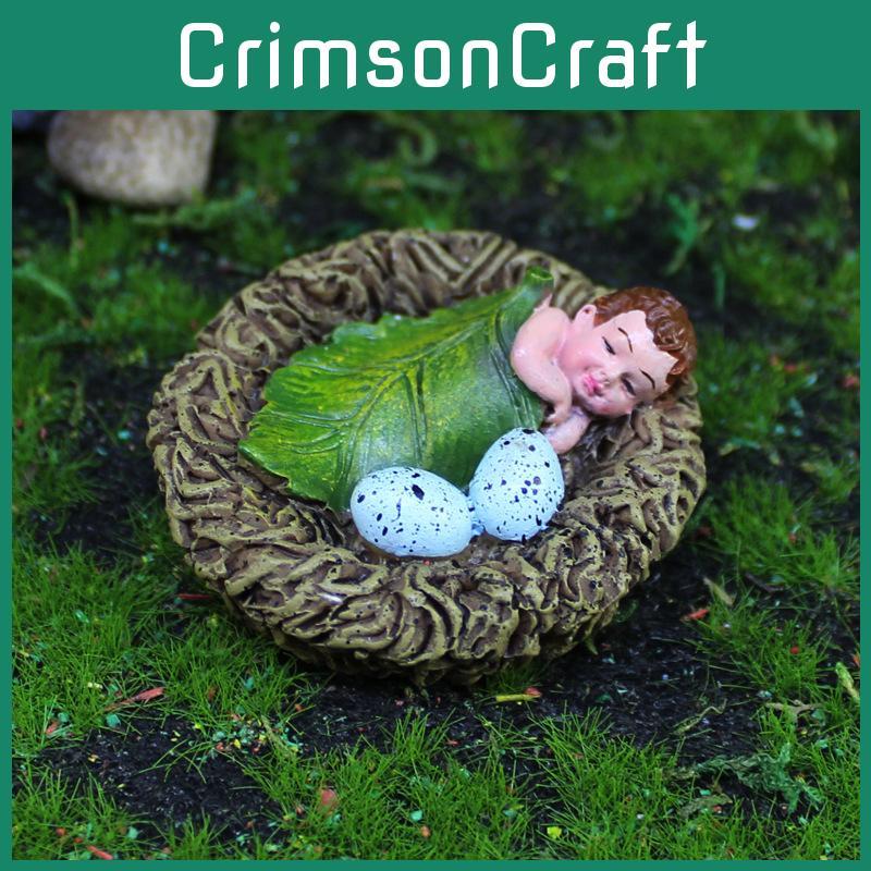 Simuliertes Babyvogelnest Harzmodell Dekor Tischfigur Landschaft Mikro