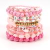 Valentine's Day Bracelet Love Heart XOXO Rose Pendant Charm Beaded Multi-Layer Bracelet Handmade Romantic Gift for Women