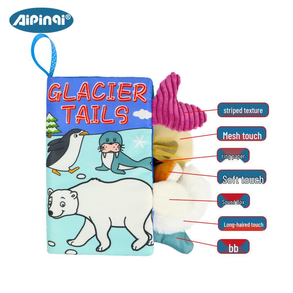 Aipinqi Baby Animal Tail Cloth Book – Tear-Resistant, Crinkle Paper Educational Toy for Early Learning.