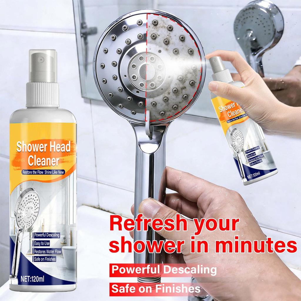 Shower Cleaner Spray 120ml Multi Purpose Bathroom Descaling Solution for Shower Head Wash Basin Faucet Soap Scum Remover