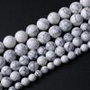 White Turquoises Stone Natural Round Beads 15"Strand Smooth Loose Spacer Beads 4/6/8/10/12mm for Jewelry Making DIY Bracelets Accessories