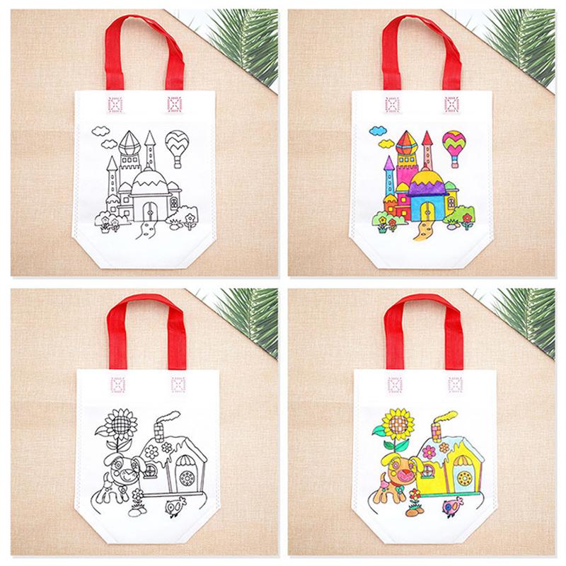 5-20PCS Graffiti Bag Random Cartoon Pattern Cute Animals Plants Activity Non Woven Gift Bag DIY Craft Project Party Souvenir ZYF