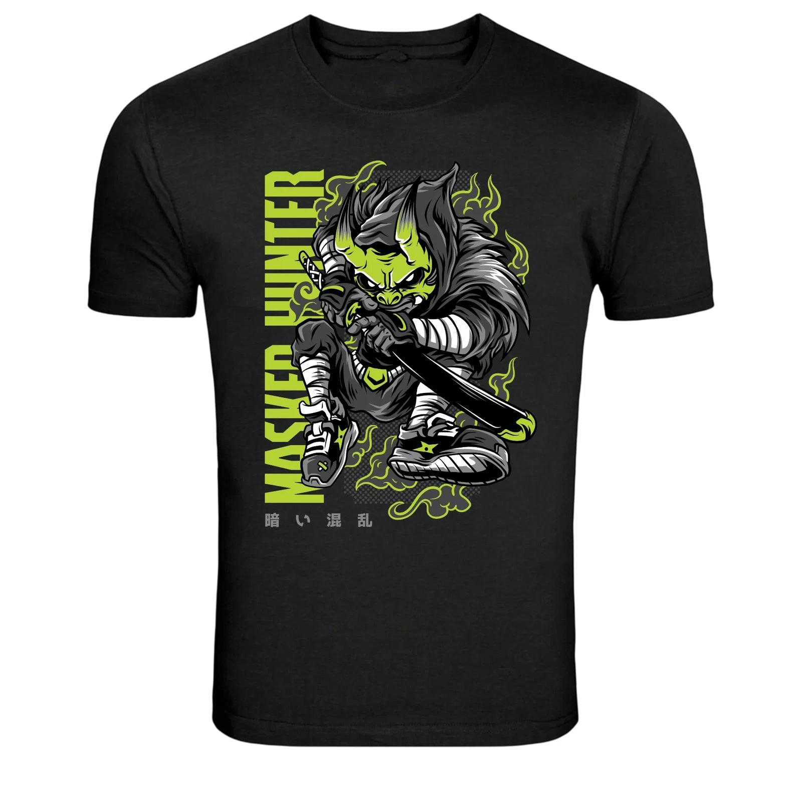Mask Hunter Demon Ninja Graphic T-Shirt M